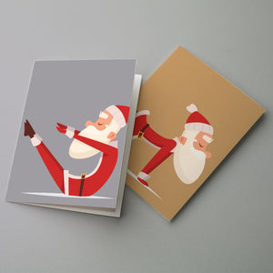 24 Santa in Yoga Poses Colorful Christmas Cards