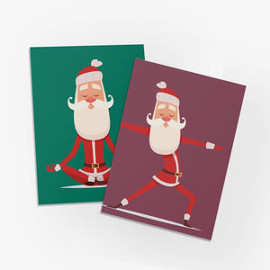 24 Santa in Yoga Poses Colorful Christmas Cards