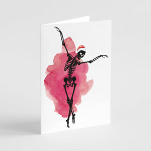 24 Dancing Skeleton Ballerina Christmas Cards w/ Envelopes