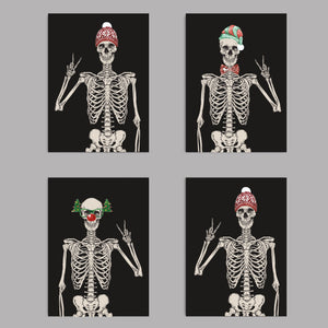 Skeleton Christmas Cards Peace Signs - 24 Pack
