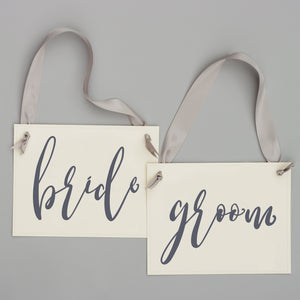 Bride & Groom Wedding Chair Signs | Set of 2