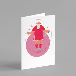 Yoga Fitness Santa Christmas Cards - 24 PACK