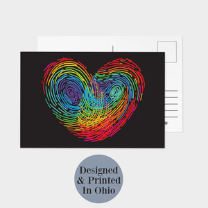 Rainbow Thumbprint Heart Postcards - 32 Pack