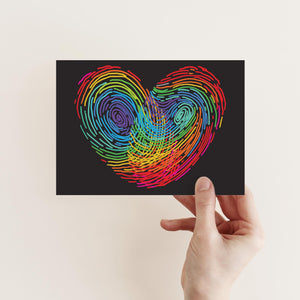 Rainbow Thumbprint Heart Postcards - 32 Pack