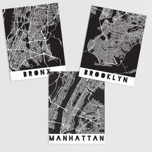 New York City 5 Boroughs Wall Prints - 6 Prints
