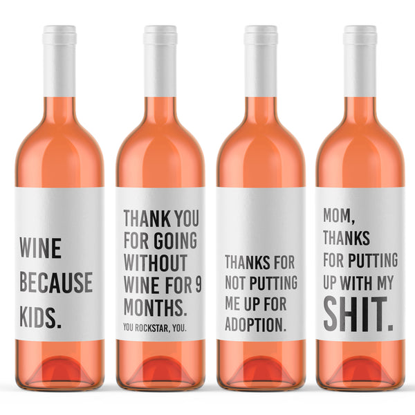Mother's Day Wine Labels | Funny Set of 4 Wine Stickers for Mom Gift - Ritzy Rose mother-s-day-wine-labels-funny-set-of-4-wine-stickers-for-mom-gift-ritzy-rose