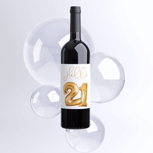 21st Birthday Gold Balloon Wine Labels - 4 Pack