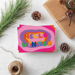 24 Colorful Hippy Holiday Christmas Cards in 2 Fun Designs w/ Envelopes