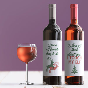 Christmas Wine Bottle Labels for Her - 4 Pack