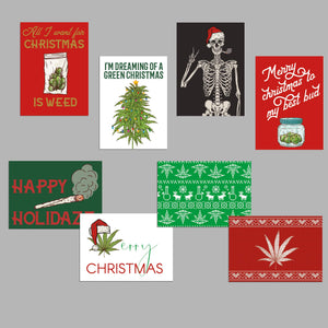 Cannabis Themed Christmas Cards - 24 Pack