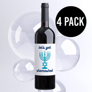 Funny Jewish Hanukkah Wine Labels - 4 Pack