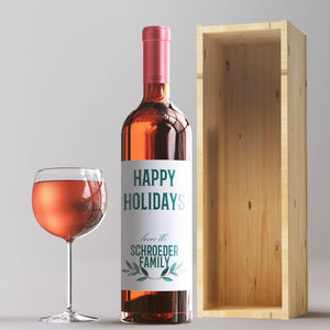 Personalized Happy Holidays Wine Labels - 4 Pack
