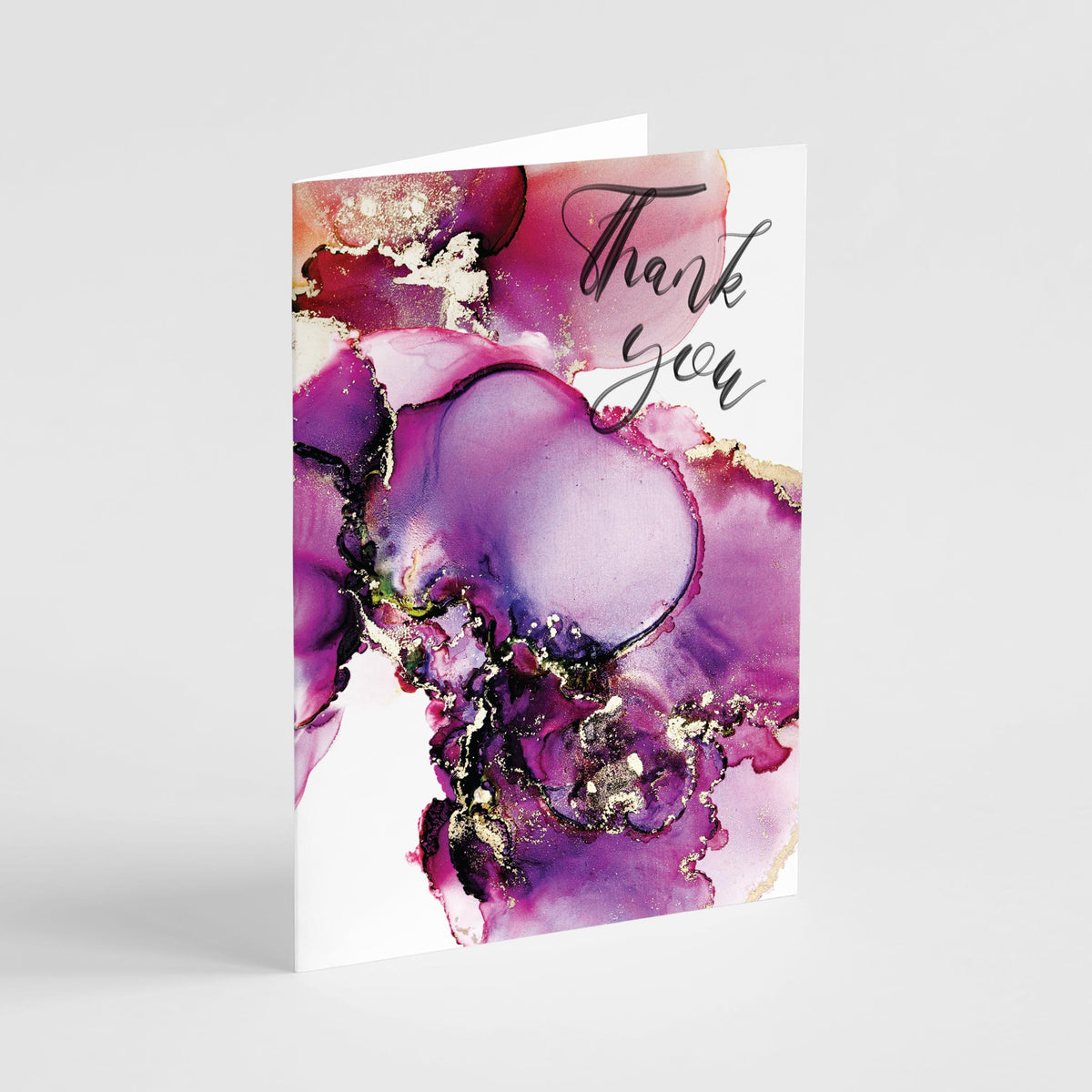 Gold-colored vein-like lines trace color boundaries across all four abstract card designs in this 24-card set.