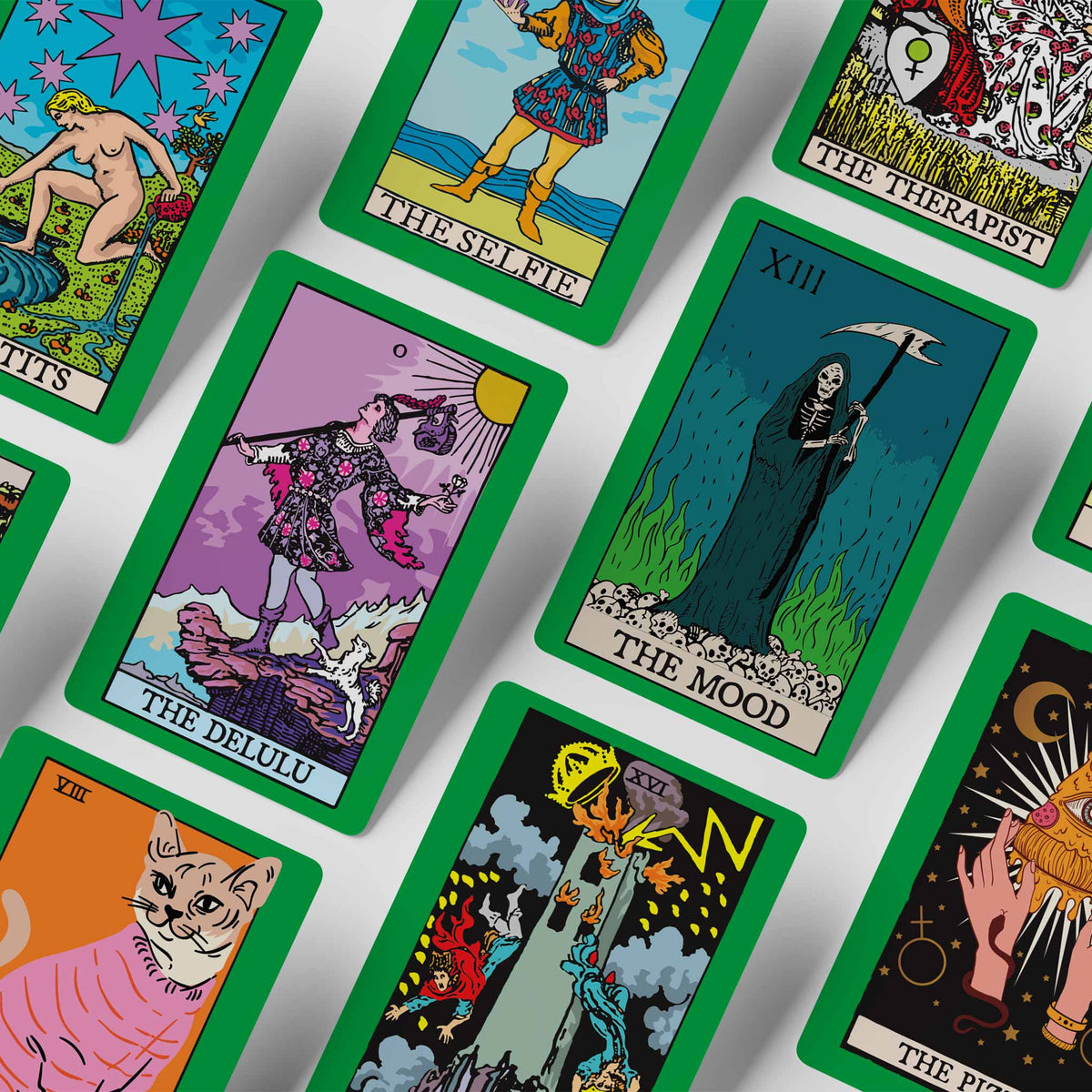 Cheeky Tarot-Inspired Oracle Deck, 16 Cards