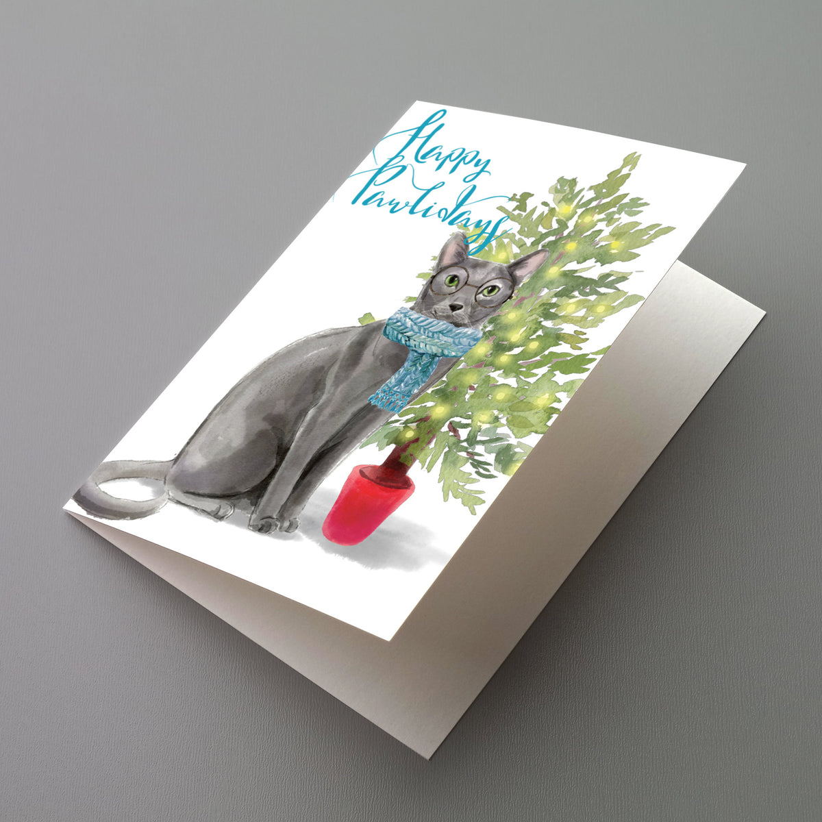 Meowy Christmas Greeting Cards, Set of 24