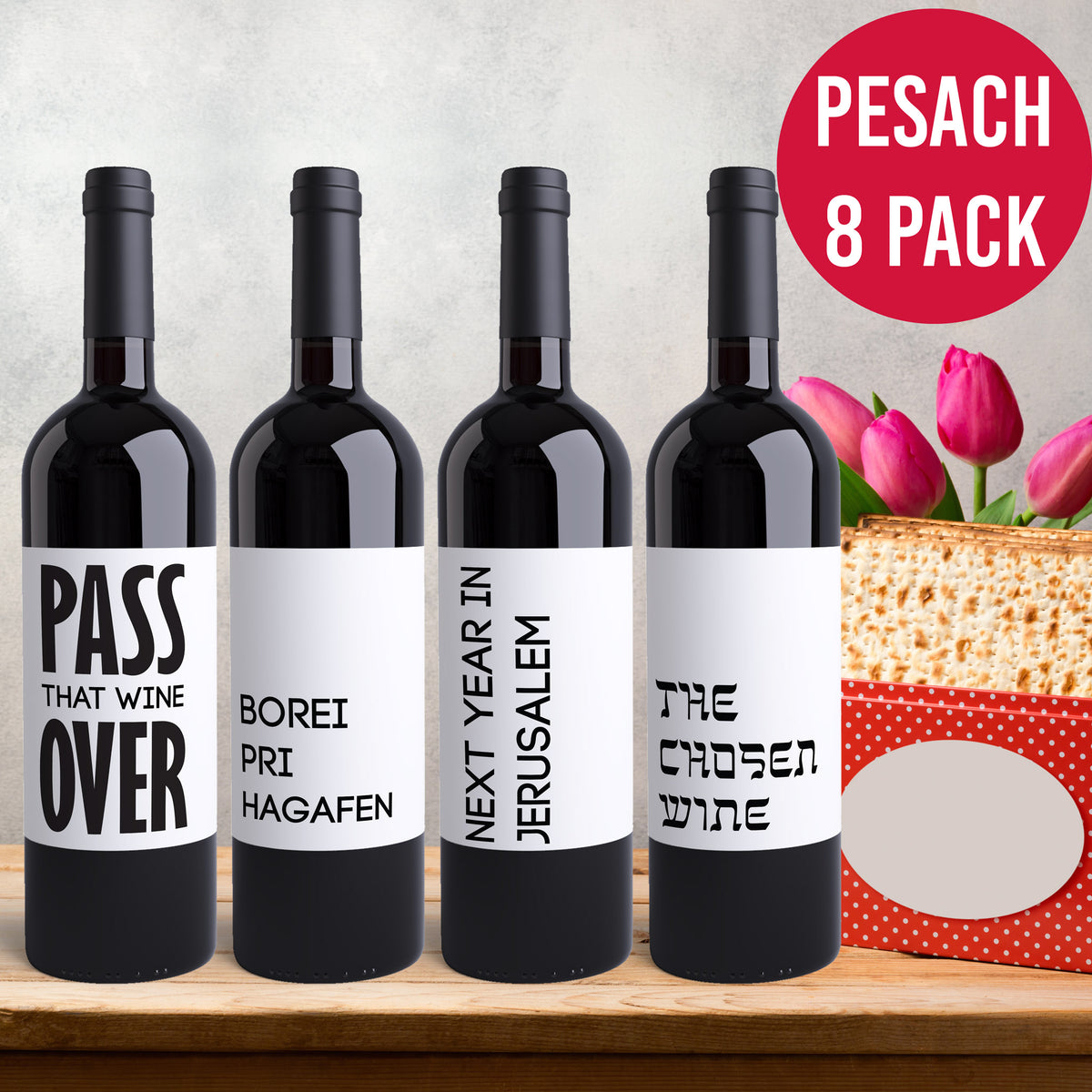 Passover Wine Labels, Pack of 8