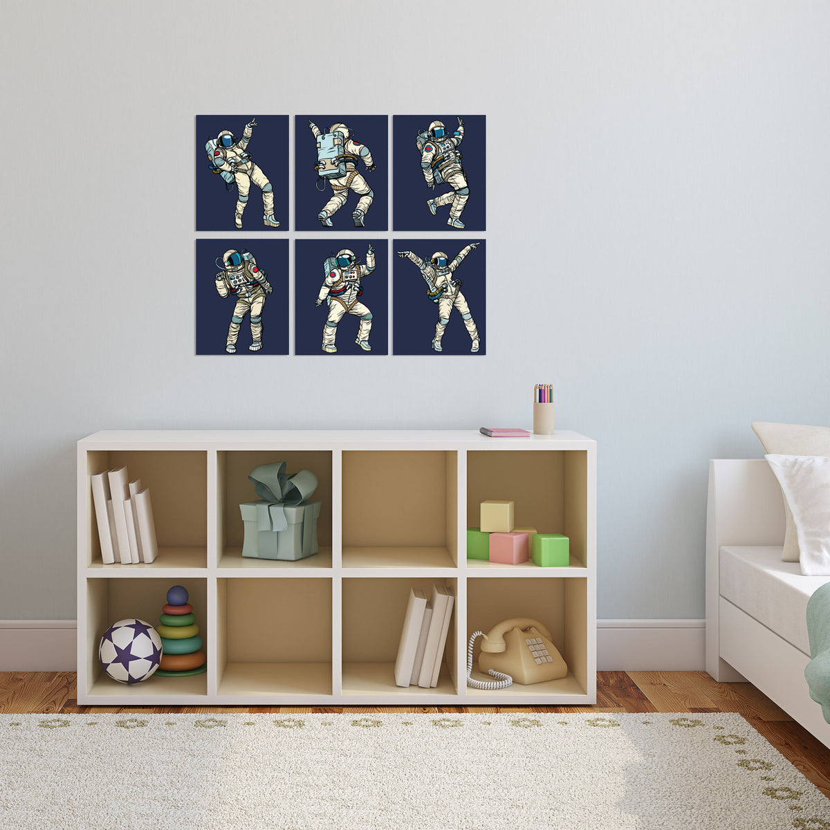 Dancing Astronaut Wall Prints, Set of 6