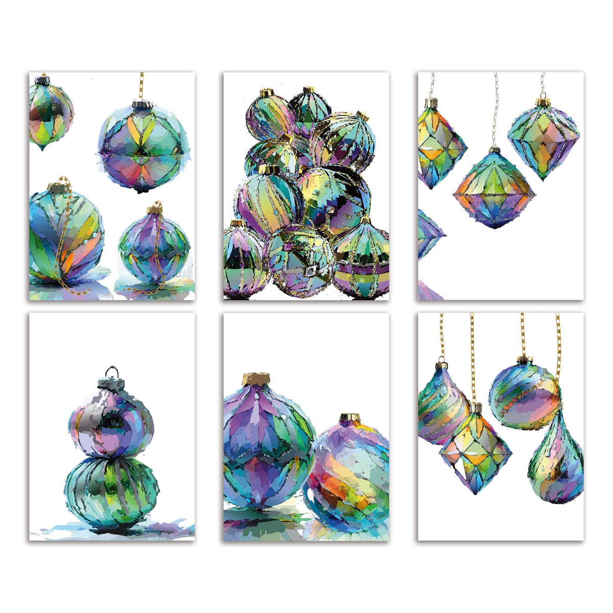 Technicolor Ornament Christmas Cards, Set of 24