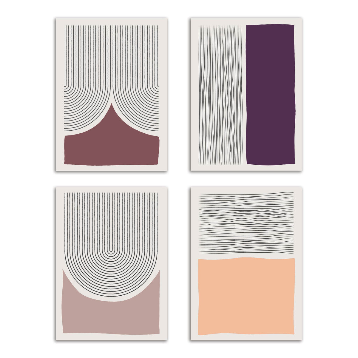 Abstract geometric card set of 24 featuring muted color block and linework designs across 4 styles.
