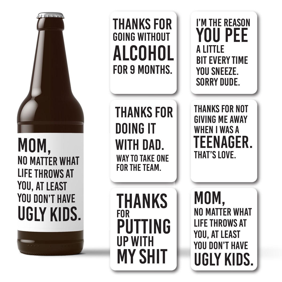 Mother's Day Beer Labels, Pack of 6
