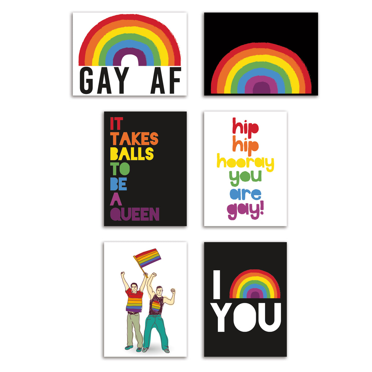 Funny Gay Pride Greeting Cards, Set of 24