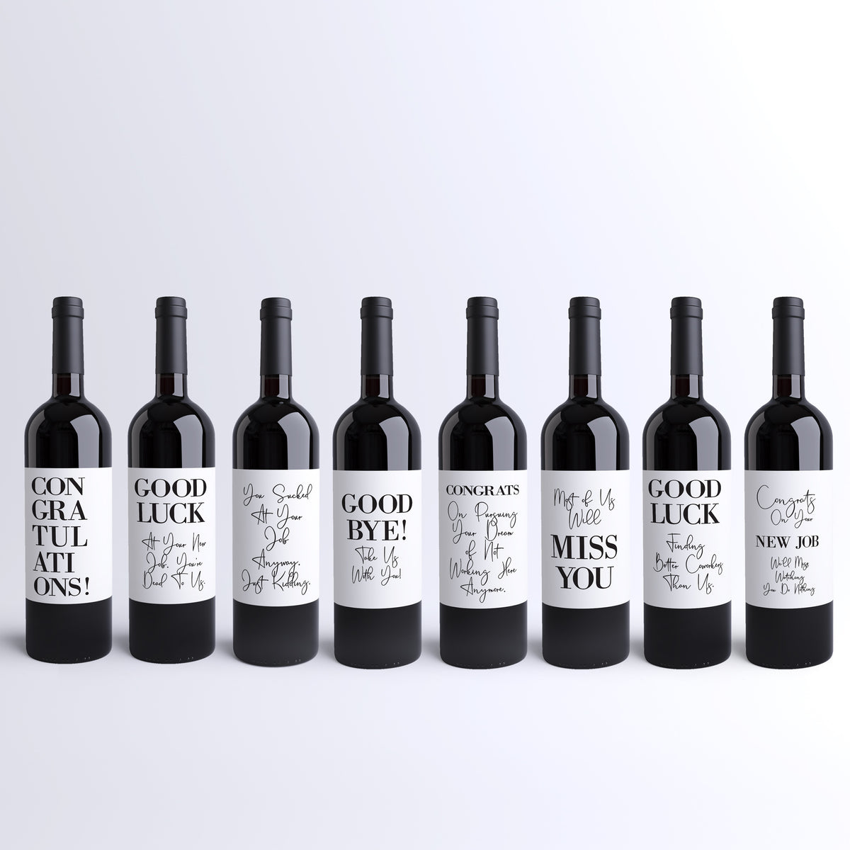 Funny Coworker Wine Labels and Card Stickers, Office Gift Set