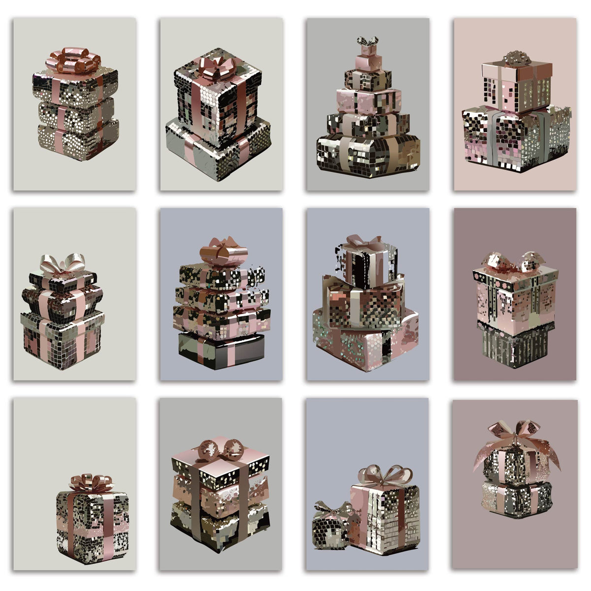 Disco Christmas Present Greeting Cards, Set of 24