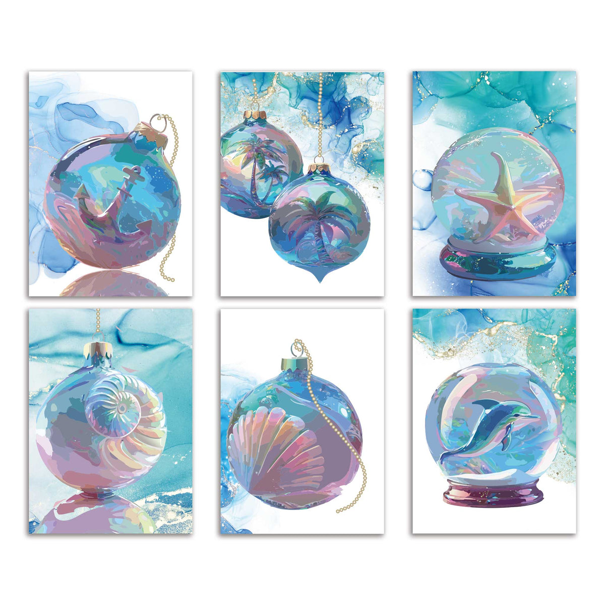 Sea Life Christmas Cards, Set of 24