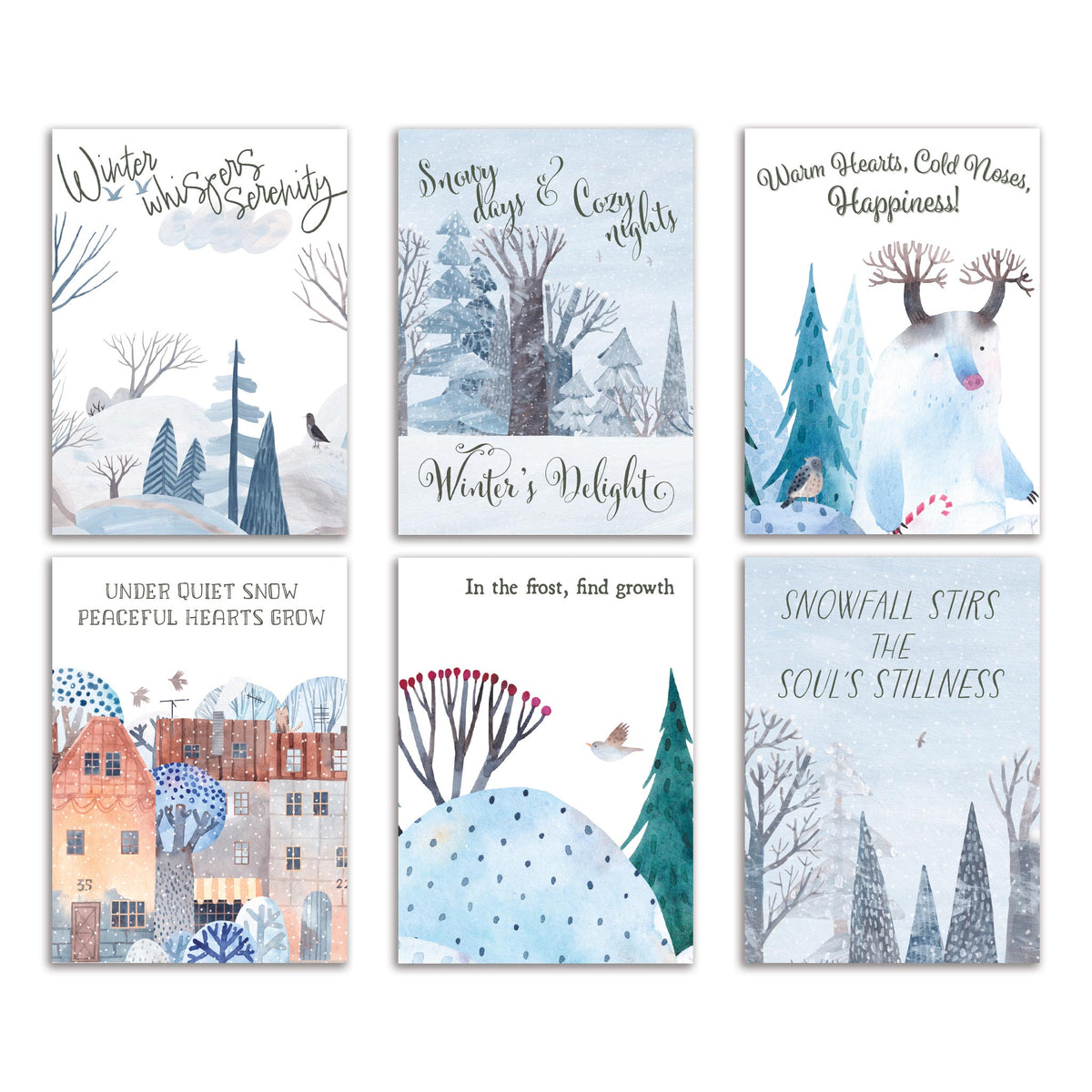 Peaceful Winter Greeting Cards, Set of 24