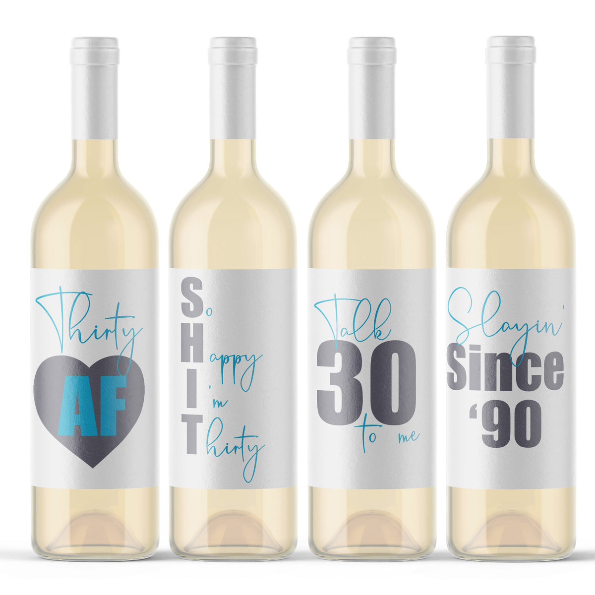 Slayin' Since '89 30th Birthday Wine Labels, Pack of 4