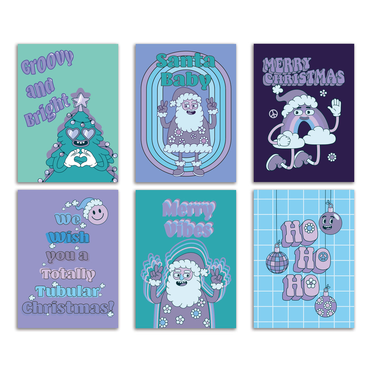 Boho Santa Christmas Cards, Set of 24