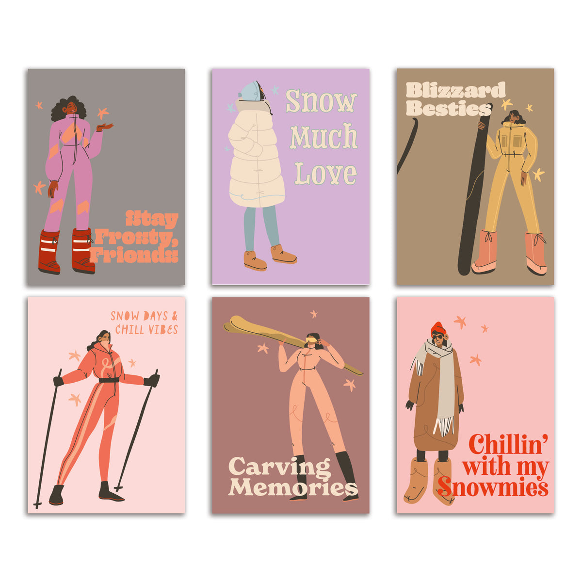 Winter Sport Greeting Cards, Set of 24