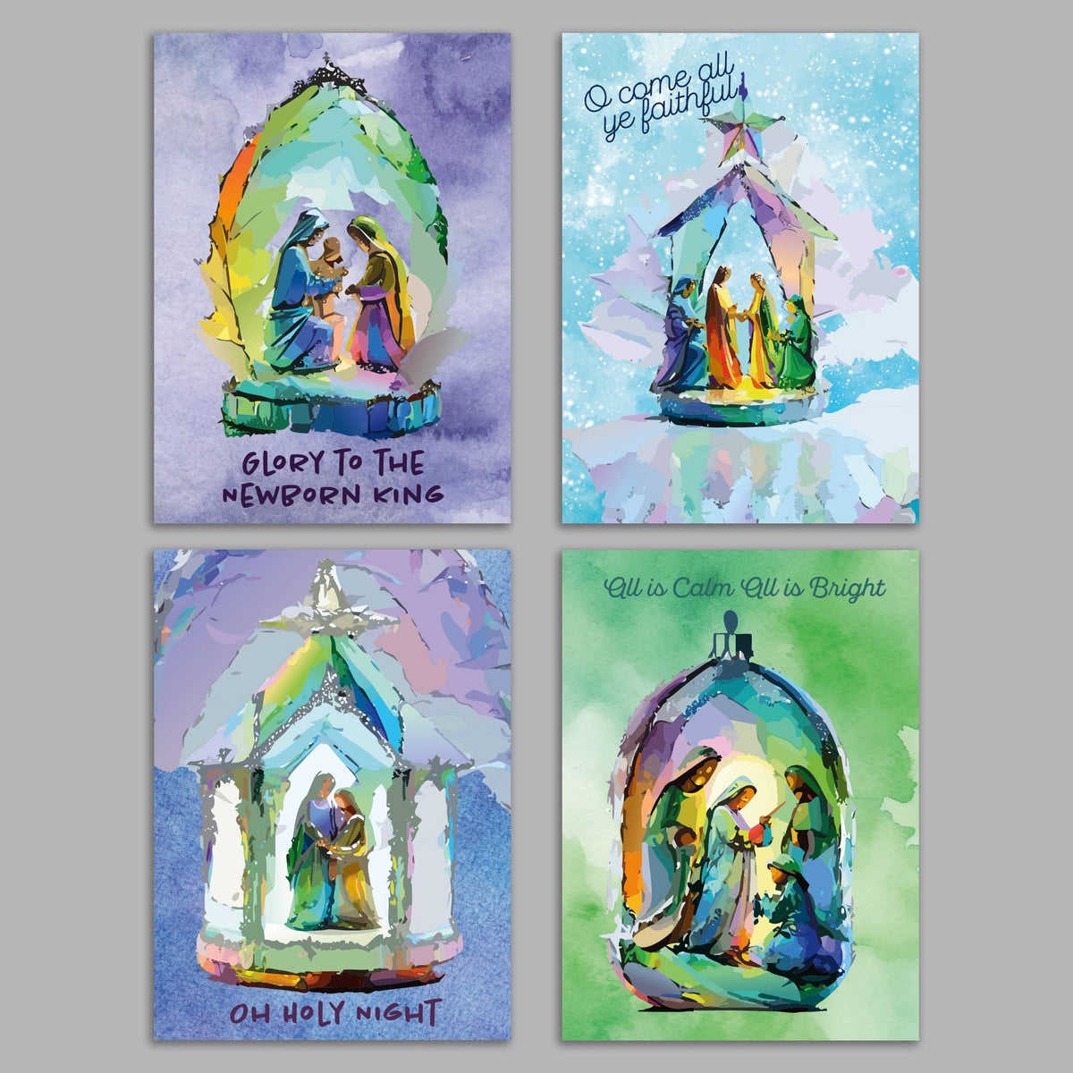 Nativity Scene Christmas Cards, Set of 24