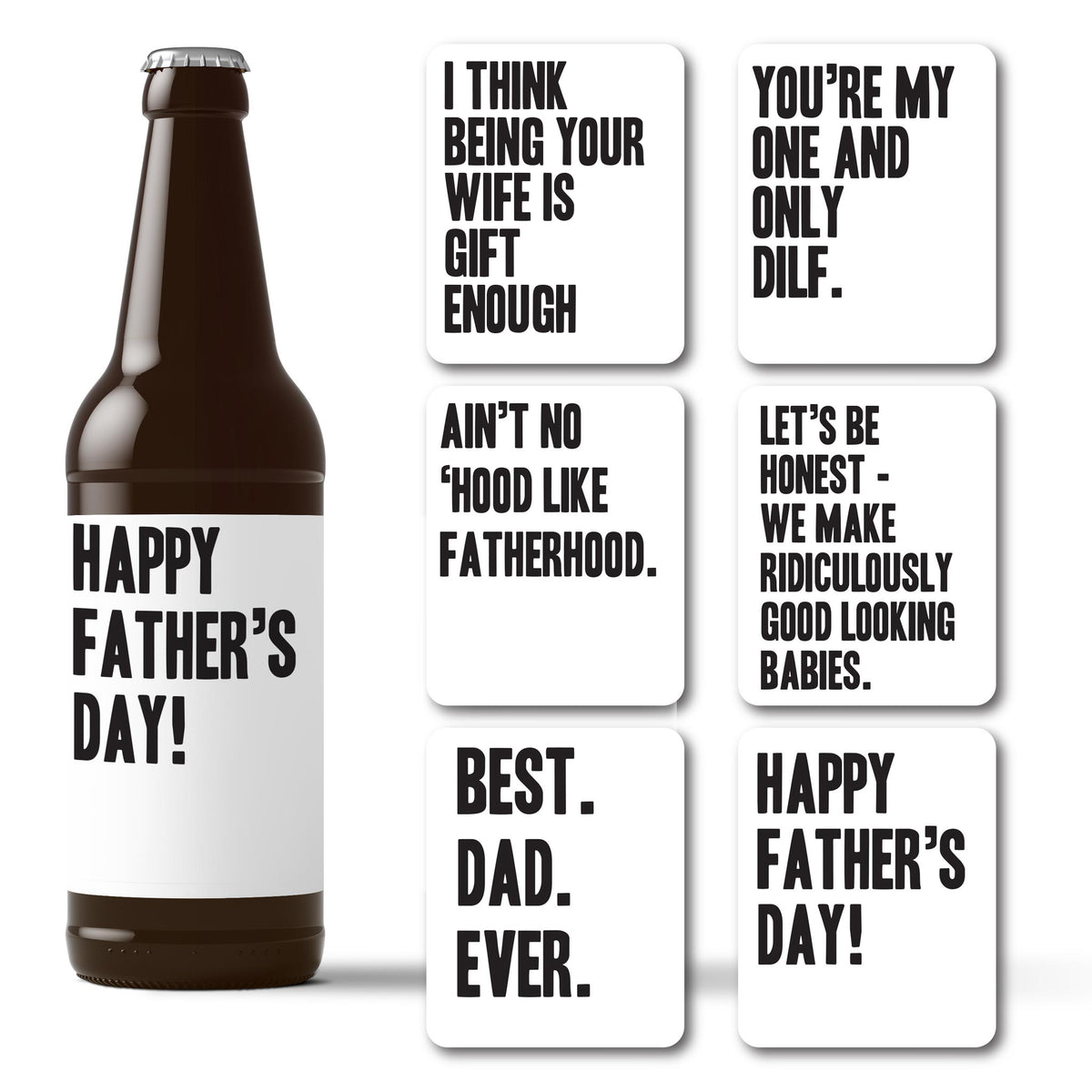 Ain't No Hood Like Fatherhood Father's Day Beer Labels, Pack of 6