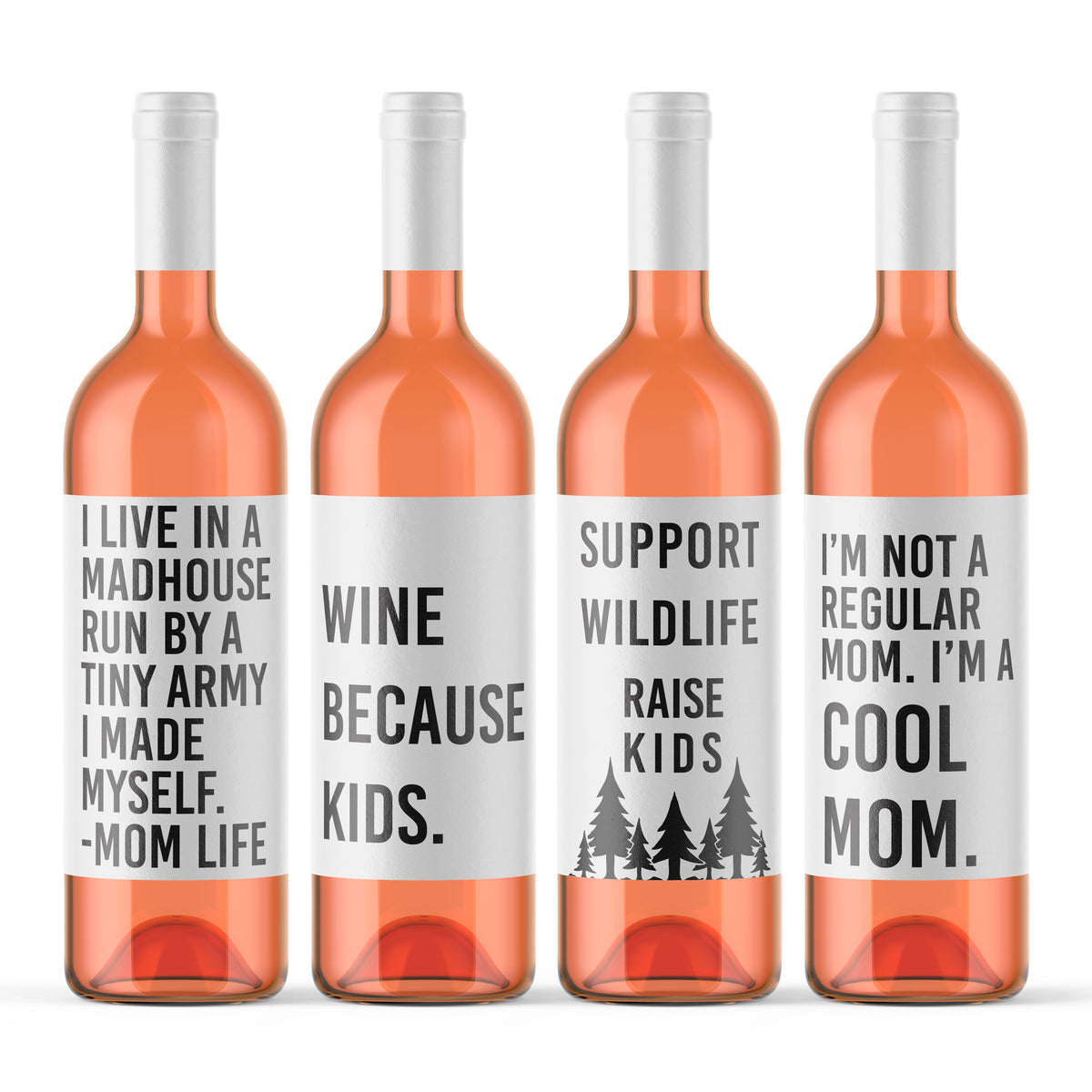 Funny Mom Life Wine Labels, Pack of 4