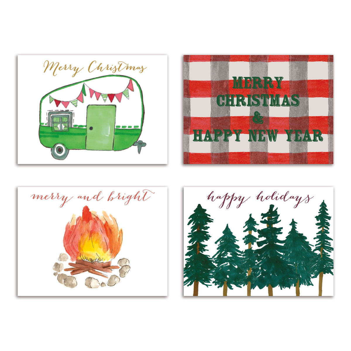 Vintage Camping Christmas Cards, Set of 24