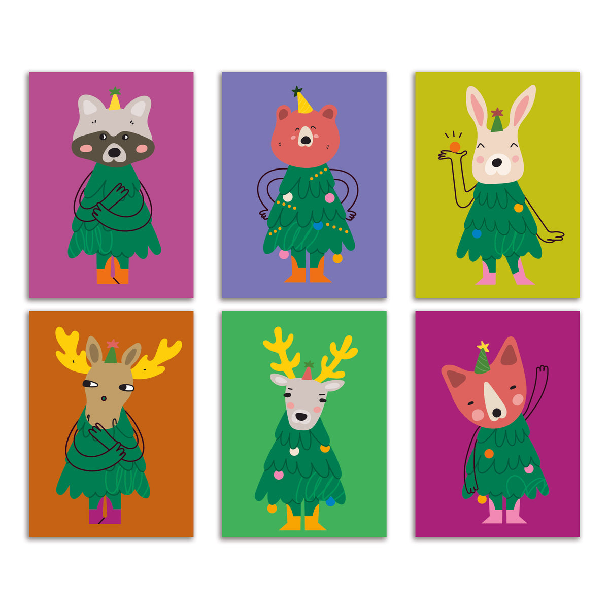 Holiday Cards with Cute Animals, Set of 24