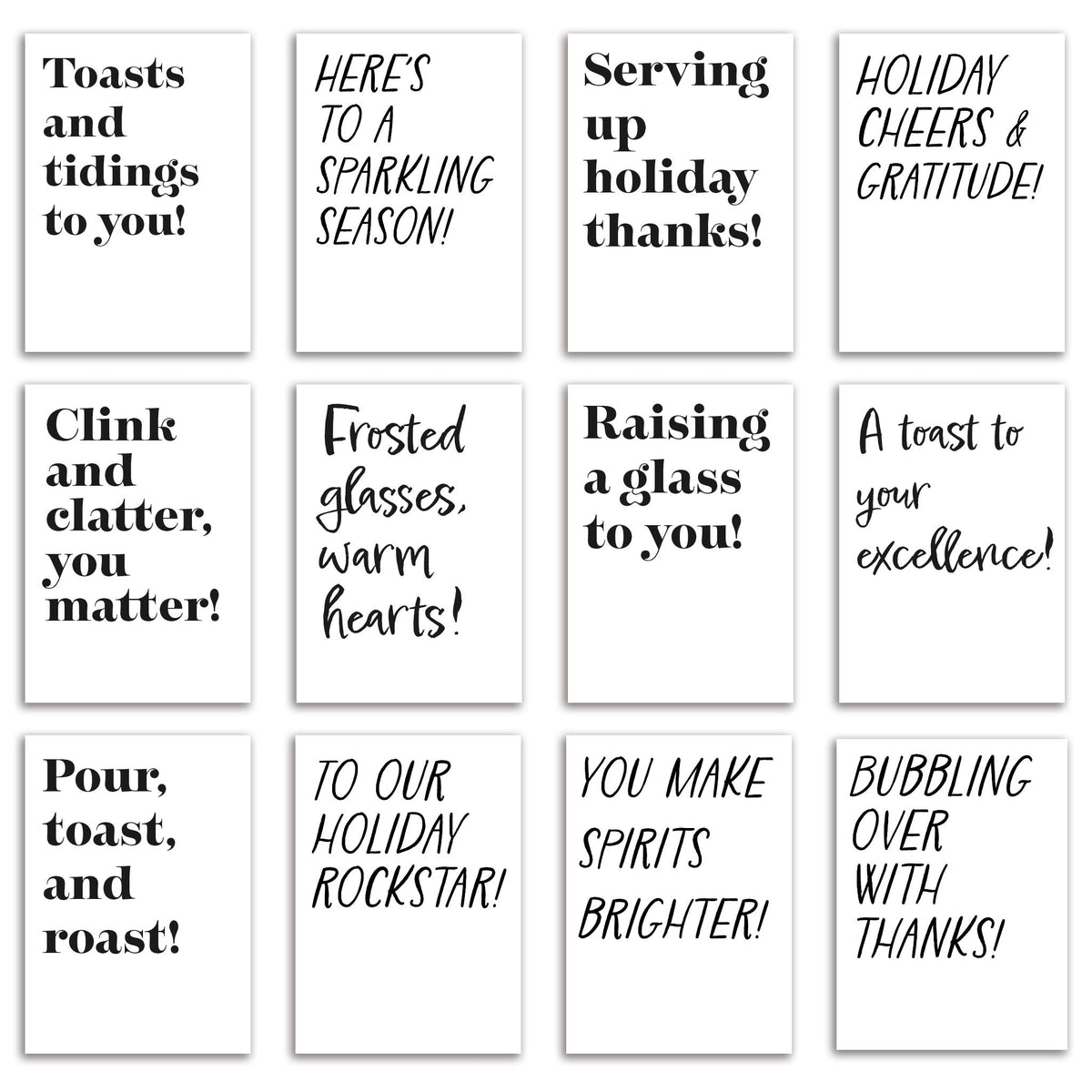 Holiday Appreciation Greeting Cards for Bar Servers and Bartenders, Set of 24