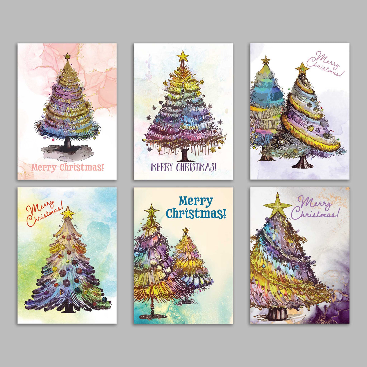 Tinsel Trees Christmas Cards, Set of 24