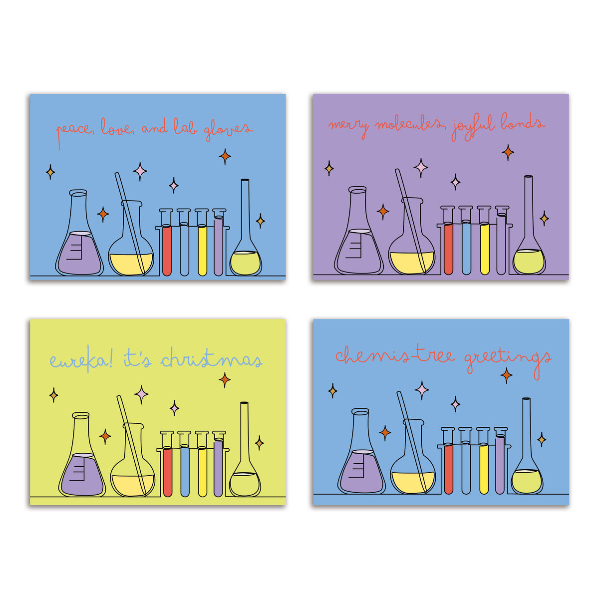 Scientist Christmas Greeting Cards, Set of 24