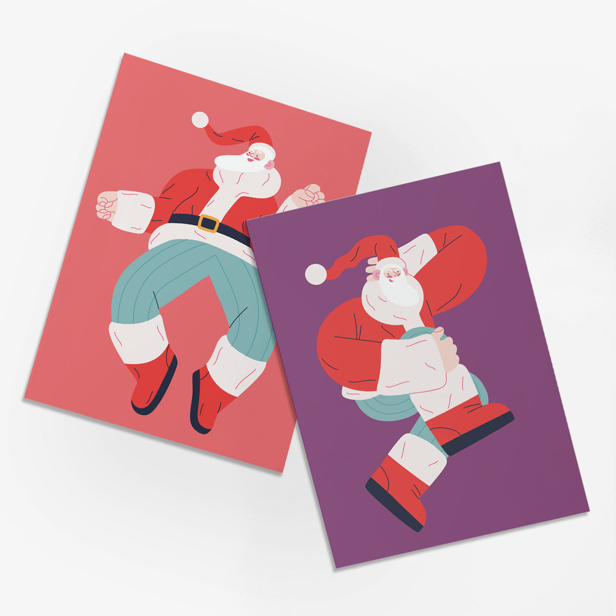 Dancing Santa Claus Christmas Cards, Set of 24