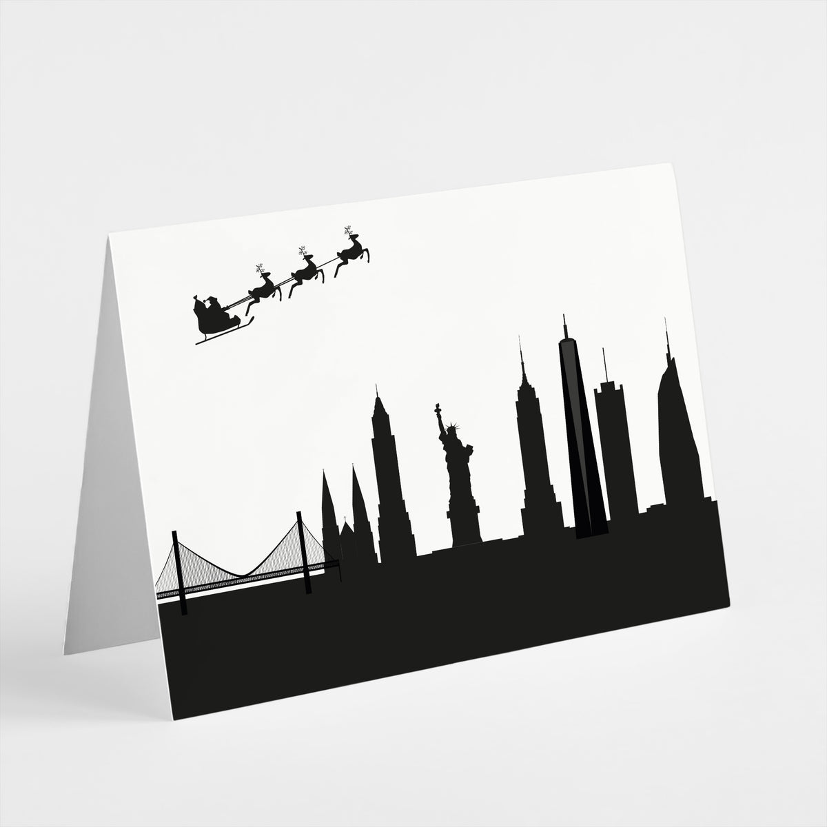 New York City Skyline Santa Christmas Cards, Set of 24