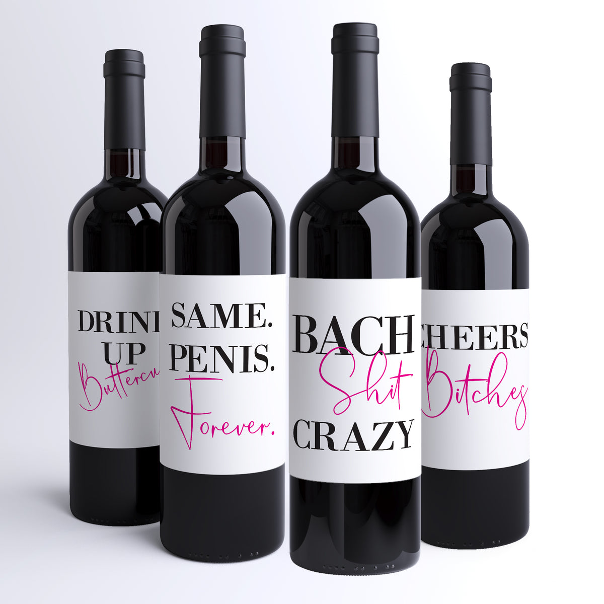Bach Shit Crazy Wine Labels, Pack of 4