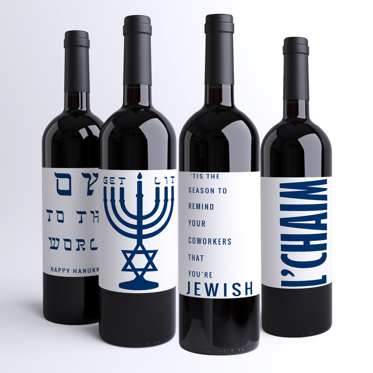 Hanukkah Wine Labels, Pack of 4