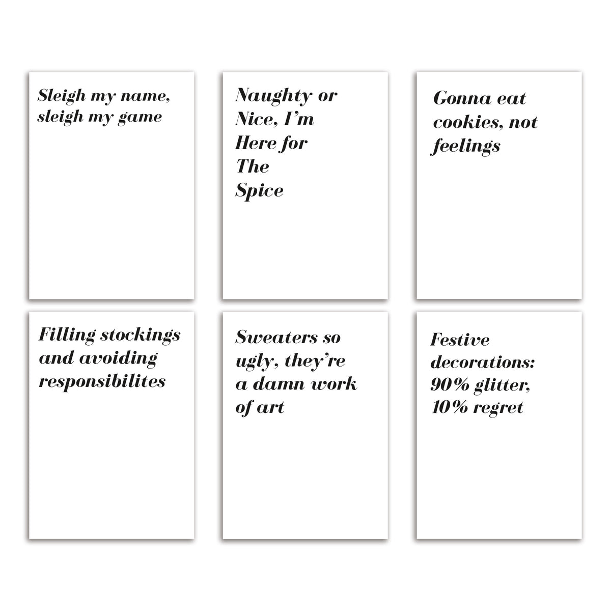Snarky Christmas Greeting Cards, Set of 24