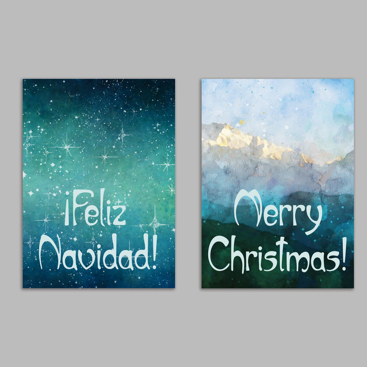 Merry Christmas & Feliz Navidad Greeting Cards, Set of 24