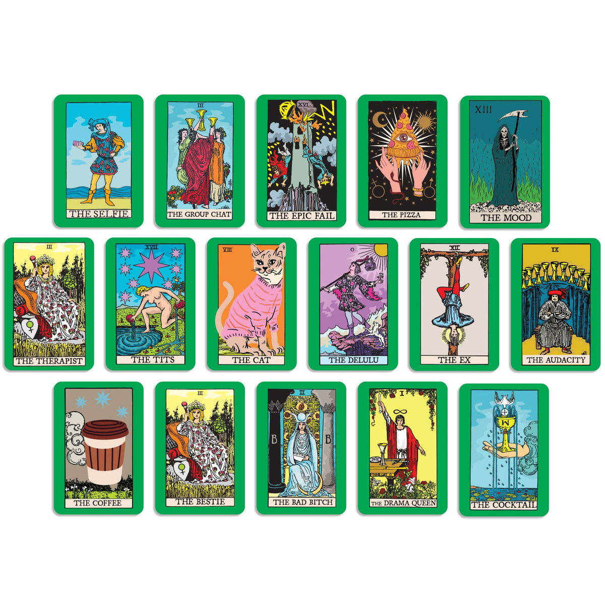 Cheeky Tarot-Inspired Oracle Deck, 16 Cards