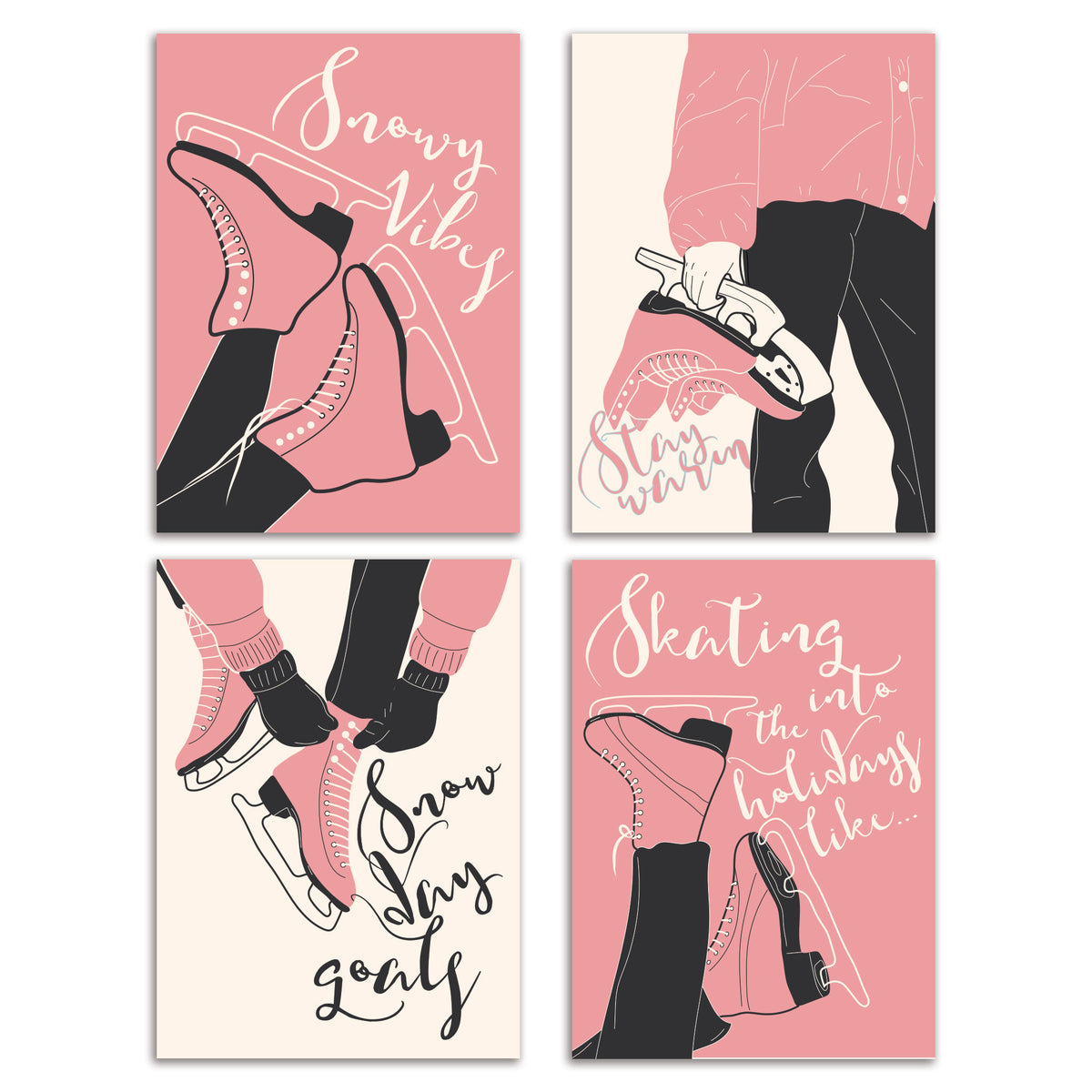 Figure Skating Holiday Greeting Cards, Set of 24