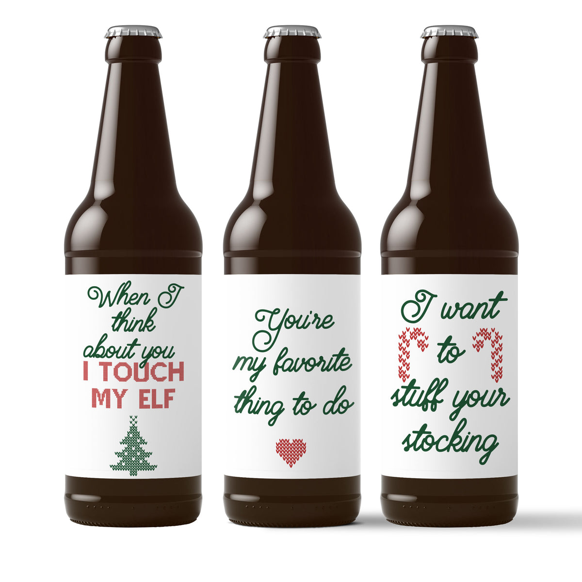 Naughty Christmas Beer Labels for Her, Pack of 6