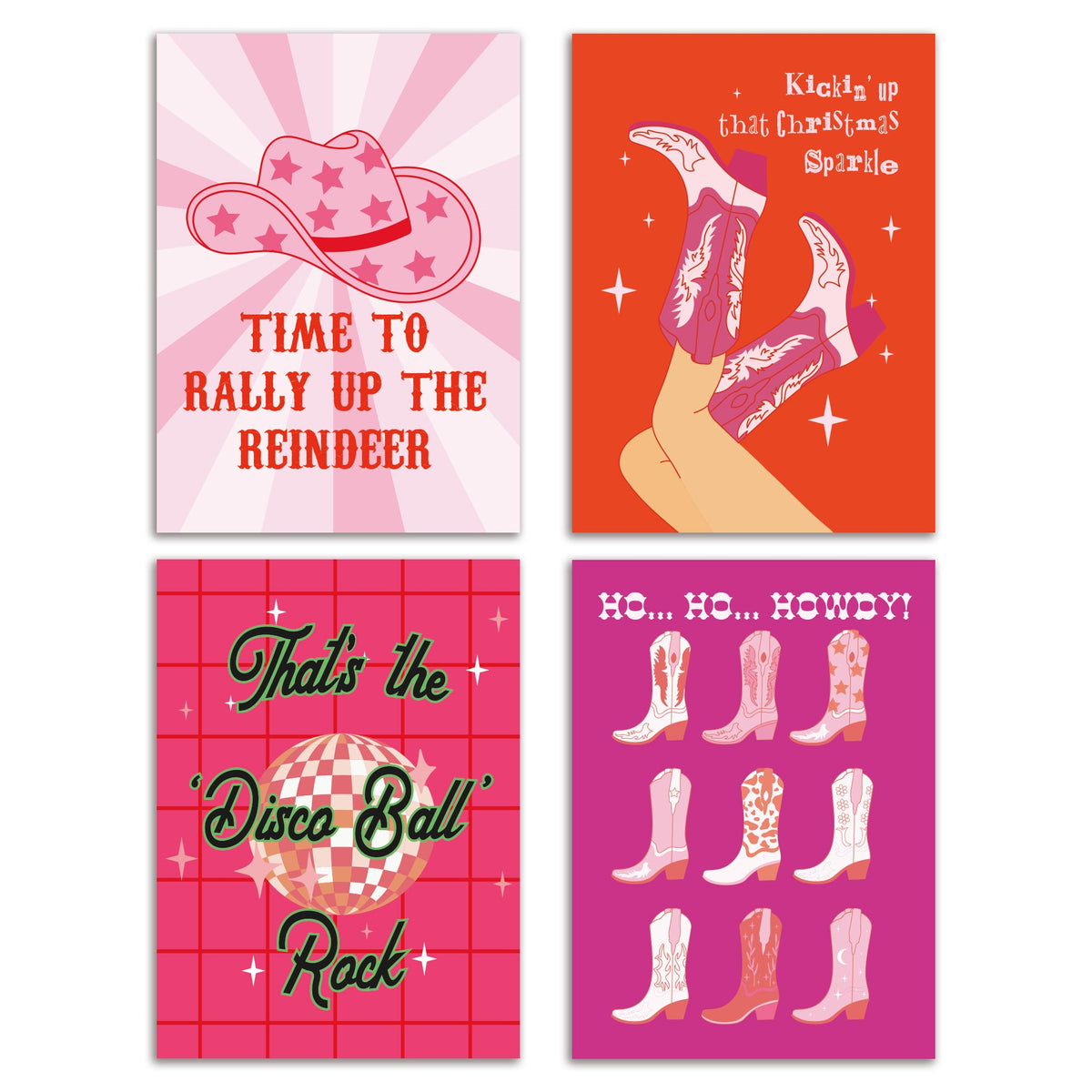 Disco Country Christmas Greeting Cards, Set of 24